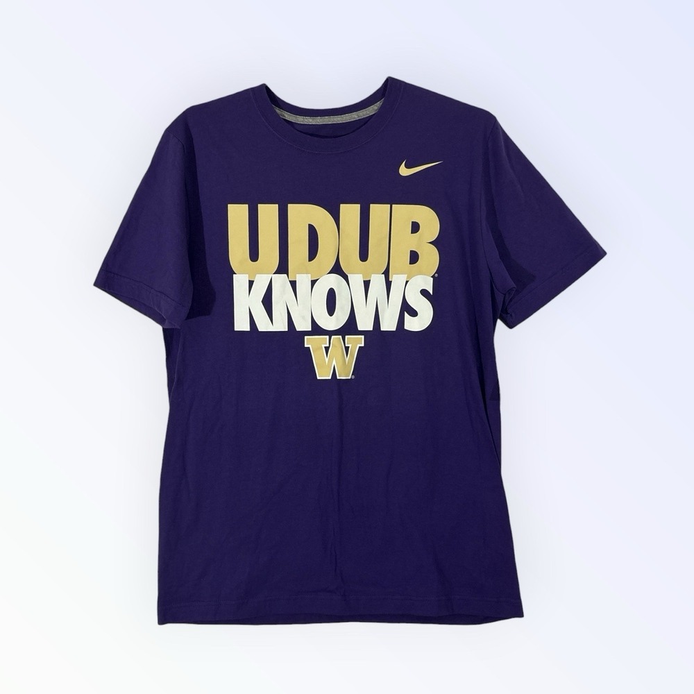 NIKE WASHINGTON HUSKIES U DUB KNOWS SHIRT MENS MEDIUM PURPLE